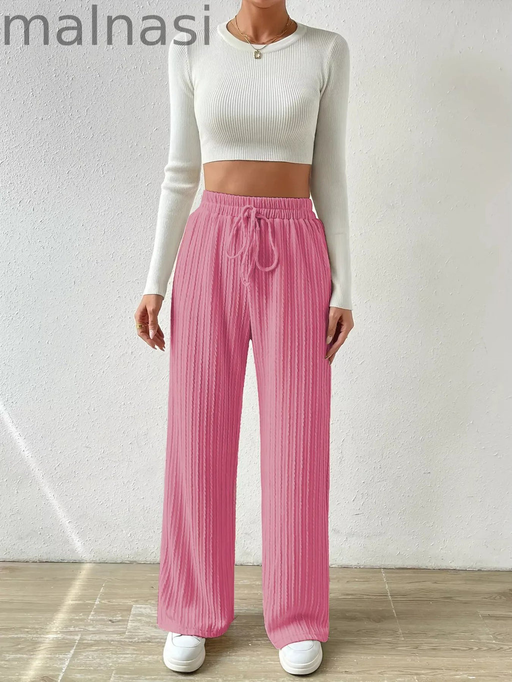 Drawstring Wide Leg Pants