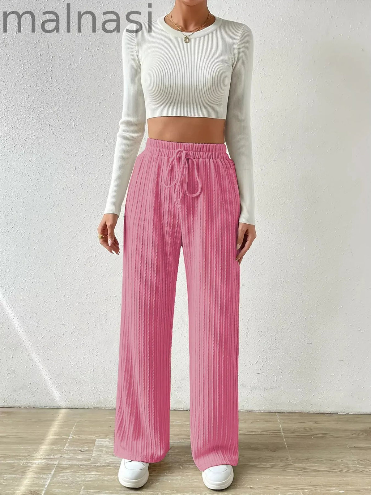 Drawstring Wide Leg Pants