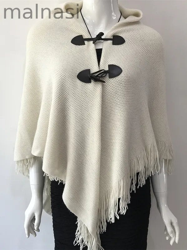 Loose Buttoned Keep Warm Tasseled Velvet Shawl&Scarf