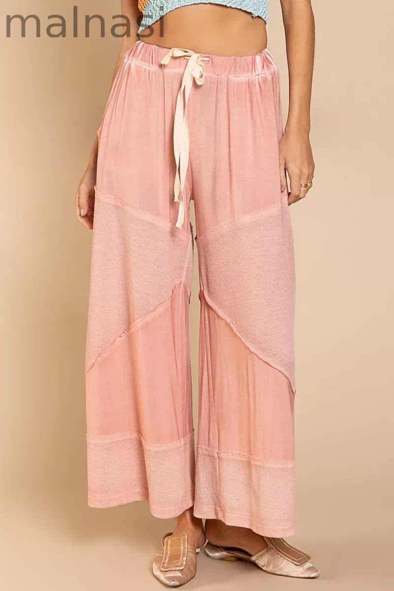 POL Elastic Waistband Wide Leg Pants with Drawstring