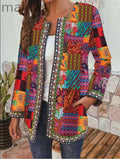 Women Chic Floral Print Long Sleeve Loose Jacket